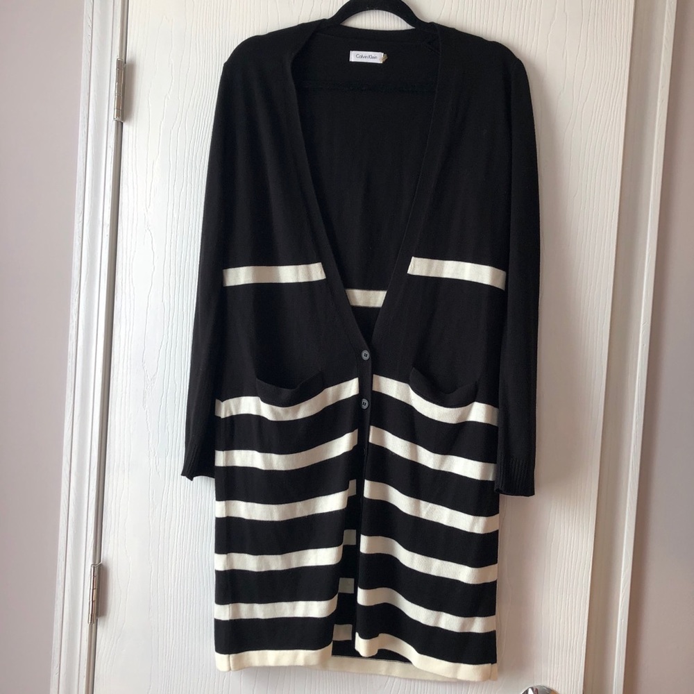 Calvin Klein Striped Long Cardigan